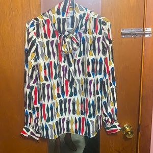 Leona by Lauren Leonard shoe print blouse